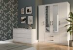 Topeshop ROMANA 160 BIEL bedroom wardrobe/closet 11 shelves 4 door(s) White - imagine 5