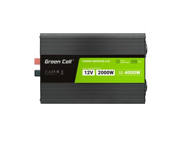 Green Cell PowerInverter LCD 12V to 230V 2000W/40000W car inverter with LCD display - pure sine wave - imagine 10