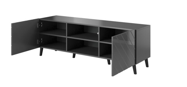 RTV cabinet ABETO 150x42x52 graphite/gloss - imagine 6