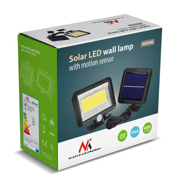 Maclean Energy MCE438 Solar LED Floodlight with motion sensor  IP44  5W  400lm  6000K cold white  lithium battery 1300 mAh  5.5V DC - imagine 3