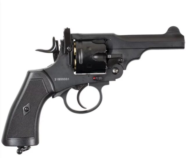 WEBLEY MKVI .455 Police cal.4.5 mm Diabolo cartridge 6-shot barrel 4’ CO2 Black Ekp to17J - imagine 10