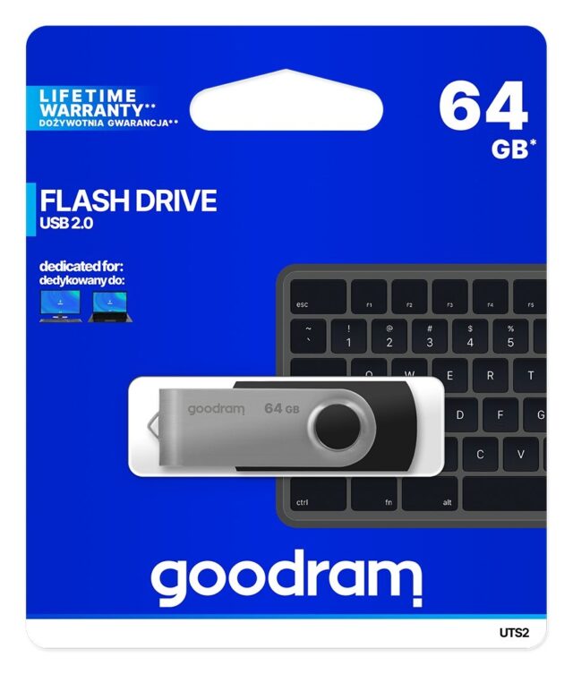 Goodram UTS2 USB flash drive 64 GB USB Type-A 2.0 Black Silver - imagine 5