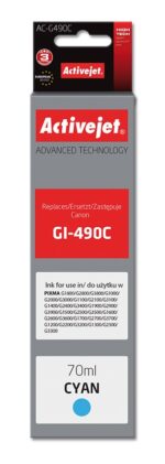 Activejet AC-G490C Ink cartridge (replacement for Canon GI-490C; Supreme; 70 ml; 7000 pages  cyan)