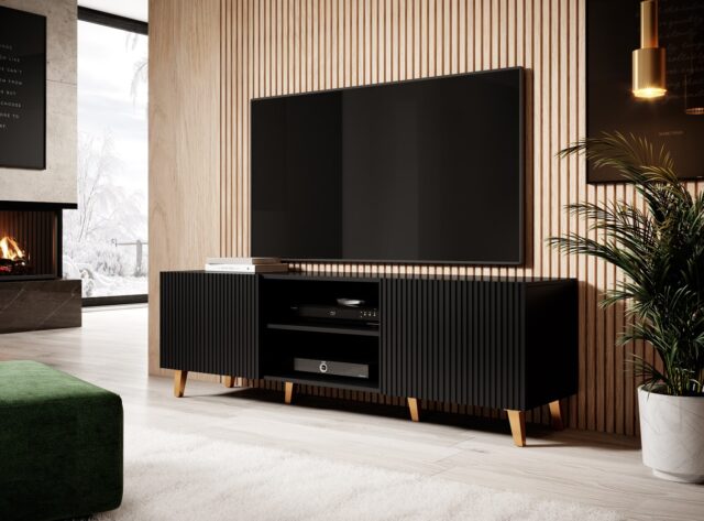 Cama RTV cabinet PAFOS 150x42x52 Black matt - imagine 2