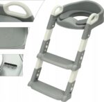 EXTRALINK KIDS NAKŁADKA NA SEDES ZE STOPNIEM DO NAUKI WC DLA DZIECI DRABINKA DO DESKI NA TOALETĘ SZARA