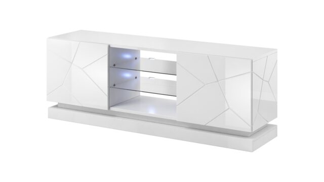 Cama TV cabinet QIU 160 MDF white gloss/white gloss - imagine 2