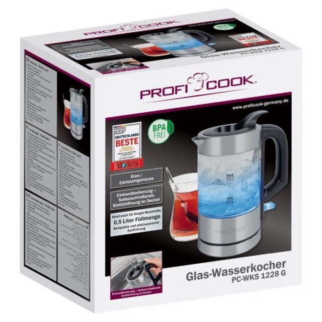 ProfiCook PC-WKS 1228 G electric kettle 0.5 L 1100 W Stainless steel  Transparent - imagine 5