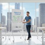 Ergo Office mobile dry erase board  vertical orientation  white  single sided  with shelf  board dimensions 1190x790mm  ER-305 - imagine 10