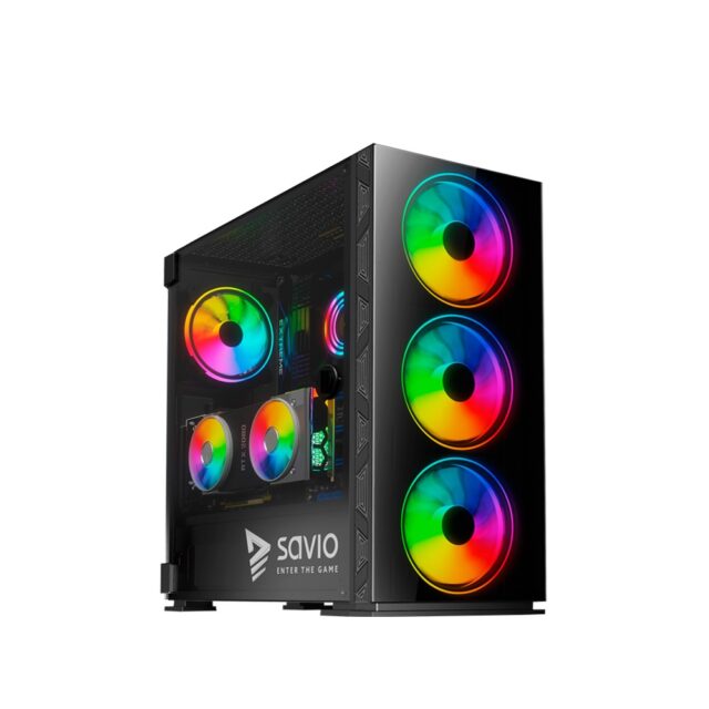 SAVIO PC Case Prime X1 ARGB Glass Black - imagine 3