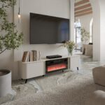 Cama Volare RTV cabinet 200 x 39 x 49 cm cashmere + fireplace - imagine 3