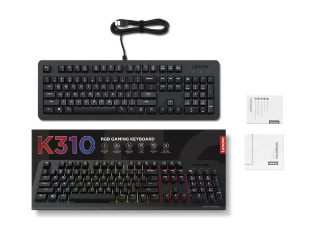 Lenovo K310 keyboard Gaming USB US English Black - imagine 11