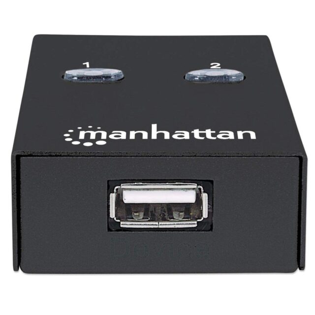 Manhattan USB-A Automatic Sharing Switch  2x USB-B Ports  480 Mbps (USB 2.0)  Dual Control (Auto-Sensing or Manual)  Bus Powered  Hi-Speed USB  inc 1x 1.5m USB-A to USB-B cable  Black  Three Year Warranty - imagine 4
