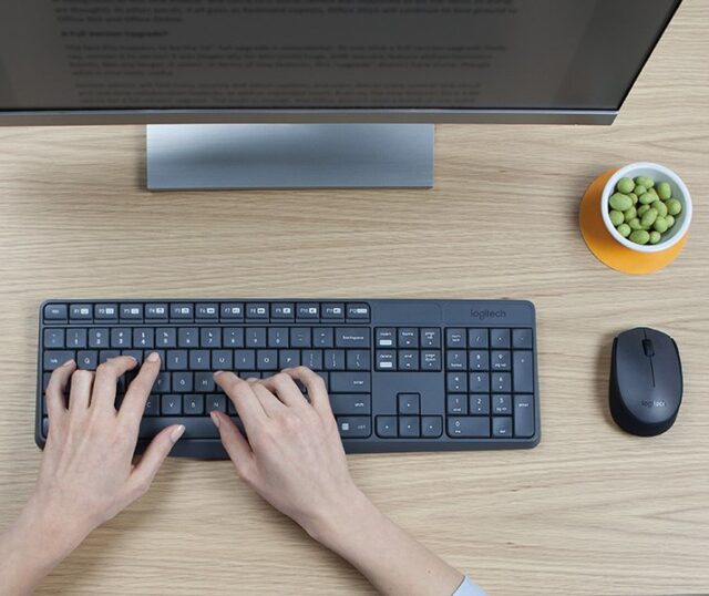 Logitech MK235 keyboard Mouse included USB QWERTY US International Grey - imagine 3