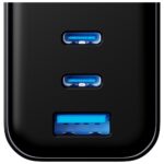 Network charger 3MK InCharge Lumin PD 67W QC4+ PPS AFC FCP SCP USB-A 2xUSB-C TFT with display black - imagine 4