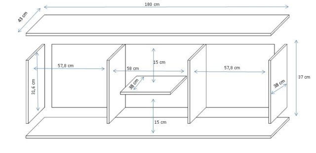 Cama TV stand SOHO 180 white/black gloss - imagine 3