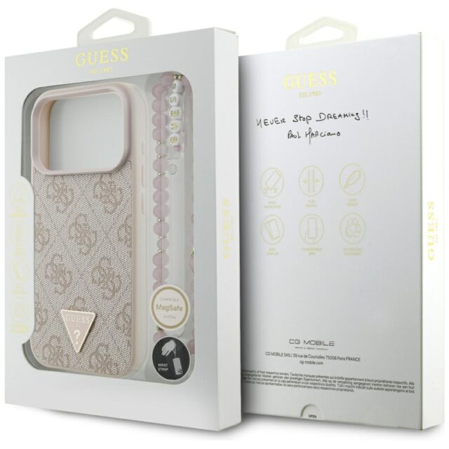 Case Guess 4G Strap Triangle Logo        MagSafe for iPhone 17 Pro pink - imagine 8