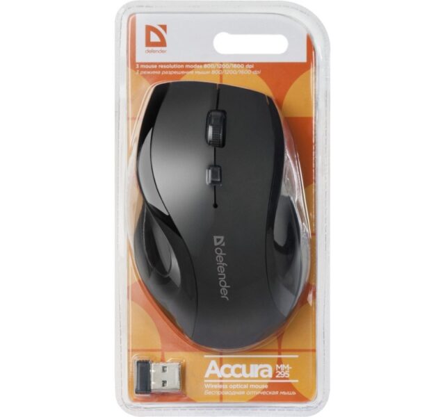 MOUSE DEFENDER ACCURA MM-295 RF BLACK OPTICAL 1600DPI 6P - imagine 4