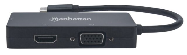 Manhattan USB-C Dock/Hub  Ports (x3): DVI-I  HDMI and VGA Ports  Note: Only One Port can be used at a time  External Power Supply Not Needed  Universal for all devices  Cable 10cm  Black  Three Year Warranty - imagine 4