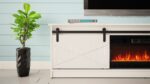 RTV GRANERO + fireplace cabinet 200x56.7x35 white/gloss white - imagine 5