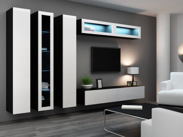 Cama Full cabinet VIGO '180' 180/40/30 white/black gloss - imagine 14