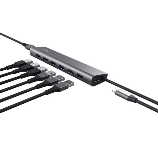 Trust Halyx - Type-A 5000 Mbit/s 7 Port USB 3.2 Gen1 Hub (silver) - imagine 4