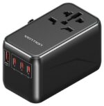 Uniwersalny adapter podróżny z ładowarką Vention 100W GaN 1x USB-A 3x USB-C czarny - imagine 2