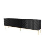 ABETO RTV cabinet on golden steel frame 200x42x60 black/gloss black