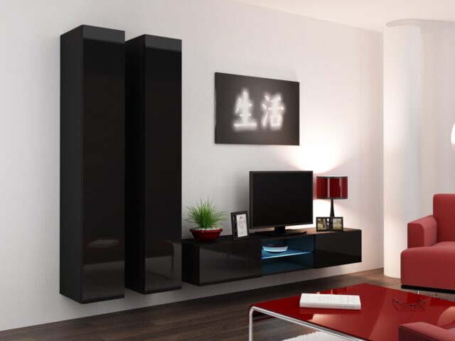Cama Full cabinet VIGO '180' 180/40/30 black/black gloss - imagine 7