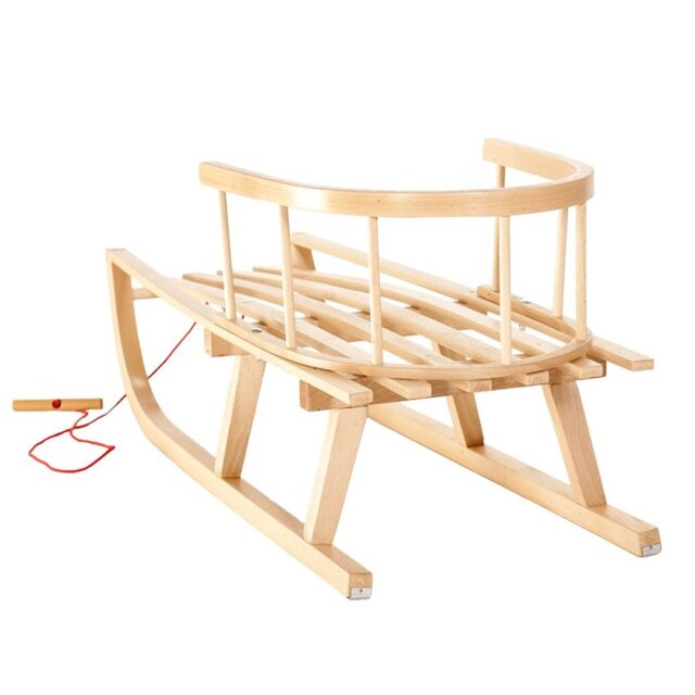 GreenBlue GB 136 Sledge Sled Beech Wood Removable Backrest High Quality Winter Snow - imagine 2
