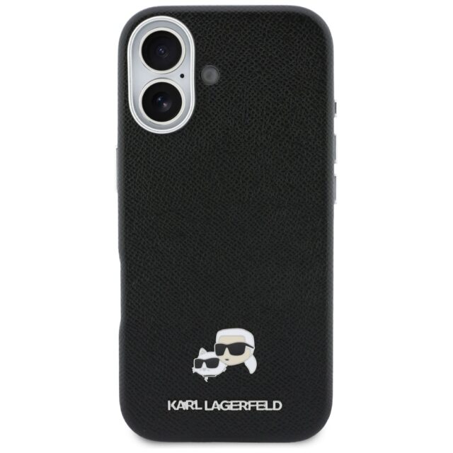 Case Karl Lagerfeld Karl & Choupette Head Pins Saffiano MagSafe for iPhone 17 black - imagine 3