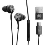 Maxell XC1 USB-C wired headphones with USB-A adapter black - imagine 2