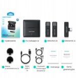 Zestaw 2 bezprzewodowych mikrofonów krawatowych Vention USB-C z etui ładującym czarny - imagine 2