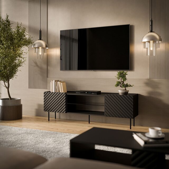 Cama EF LUCCA TV cabinet 180x40x59 black - imagine 3