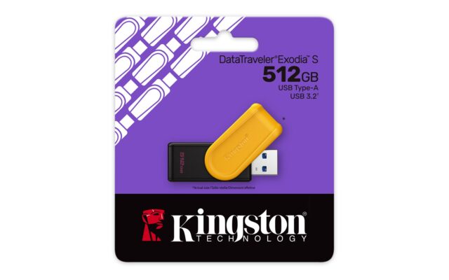 Kingston Technology DataTraveler 512GB Portable USB 3.2 Gen 1 Exodia S (Black/Yellow) - imagine 2