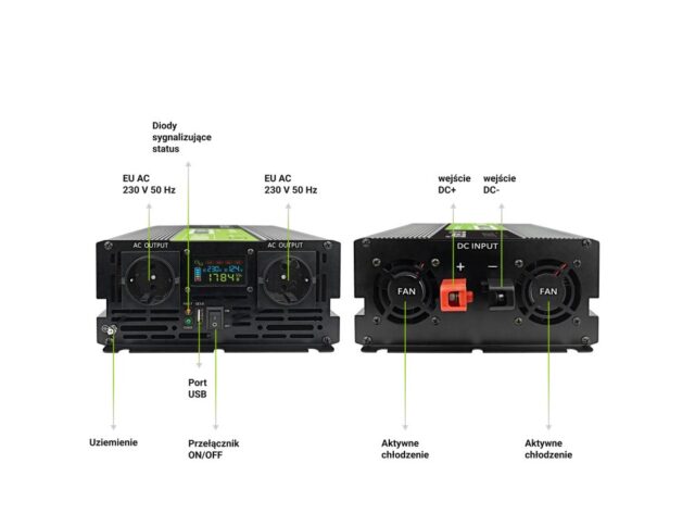 Green Cell PowerInverter LCD 12V to 230V 2000W/40000W car inverter with LCD display - pure sine wave - imagine 13