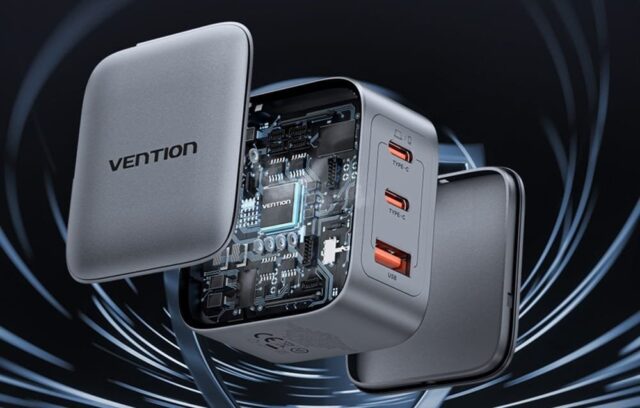 Ładowarka Vention 70W GaN PD 1x USB-A 2x USB-C czarna - imagine 6