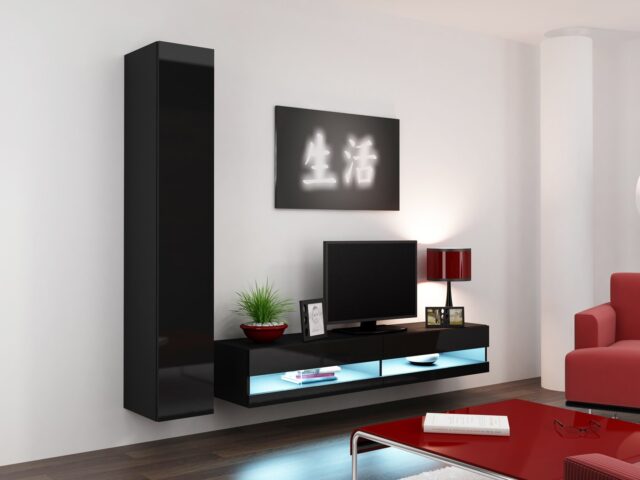 Cama TV stand VIGO NEW 30/180/40 black/black gloss - imagine 2