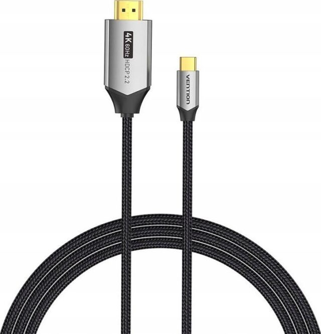 Kabel USB-C do HDMI Vention 4K@60Hz w oplocie 2m szary - imagine 2