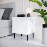 Bedside table 2 pcs. JUNGLE 53.5x40.5x44 white matt + black legs - imagine 3