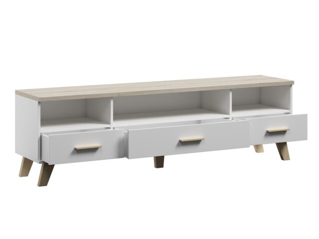 Cama RTV stand LOTTA 180cm white + sonoma oak - imagine 3
