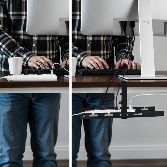 Maclean under-desk cable organizer  max load 5kg  black  MC-105 B - imagine 9