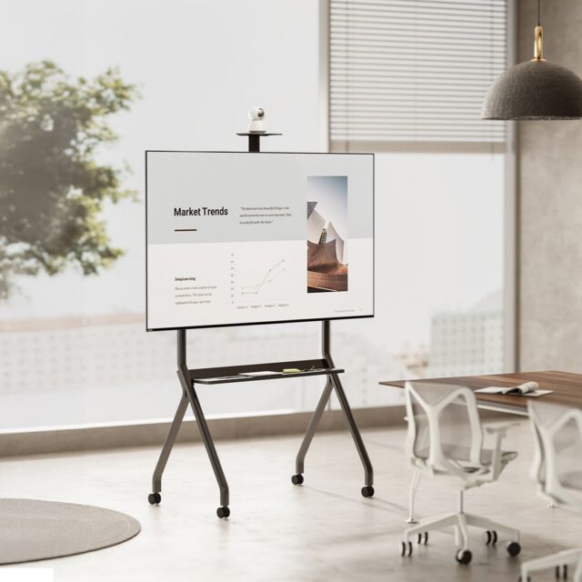 Maclean TV stand / cart  camera shelf  on casters  55-100   max load 120kg/10kg shelf  max. VESA 900x600  black  MC-114 B - imagine 8