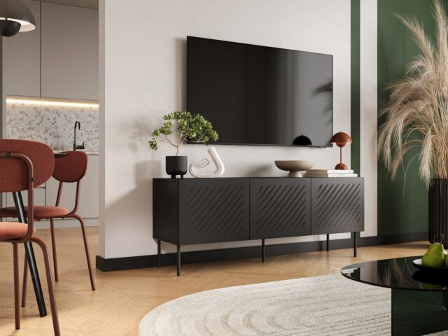 RTV cabinet SIENA 150.5x40x60 black matt - imagine 3