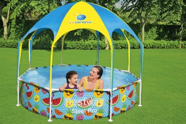 Bestway Steel Pro 2.44m x 51cm Splash-in-shade Play Pool  Orange/Yellow - imagine 18