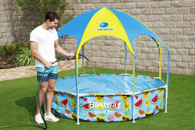 Bestway Steel Pro 2.44m x 51cm Splash-in-shade Play Pool  Orange/Yellow - imagine 26