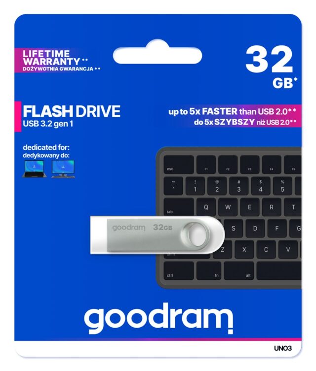 Goodram USB UNO3-0320S0R11 USB flash drive 32 GB USB Type-A 3.2 Gen 1 (3.1 Gen 1) Silver - imagine 3