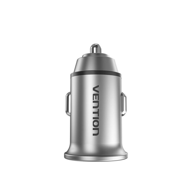 Vention Two-Port USB A+A(30+30) Car Charger Gray Mini Style Aluminium Alloy Type - imagine 5