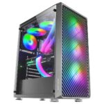 Mars Gaming MC-F Black  ATX Gaming Semitower  Full Tempered Glass Window  Metal-Mesh Front  4x 120mm ARGB Fans - imagine 3