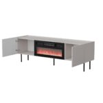 Cama LUCCA TV cabinet 180x40x59 cashmere + black fireplace - imagine 2