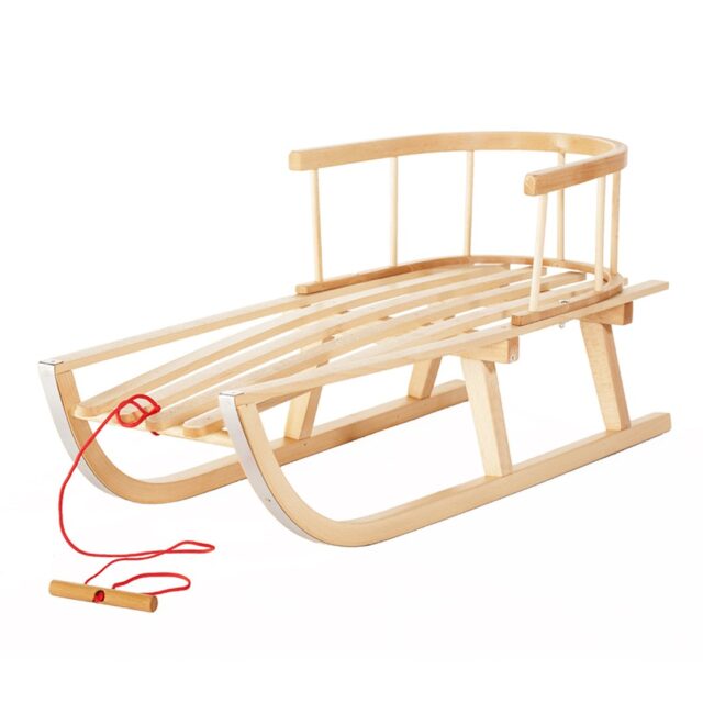 GreenBlue GB 136 Sledge Sled Beech Wood Removable Backrest High Quality Winter Snow - imagine 4